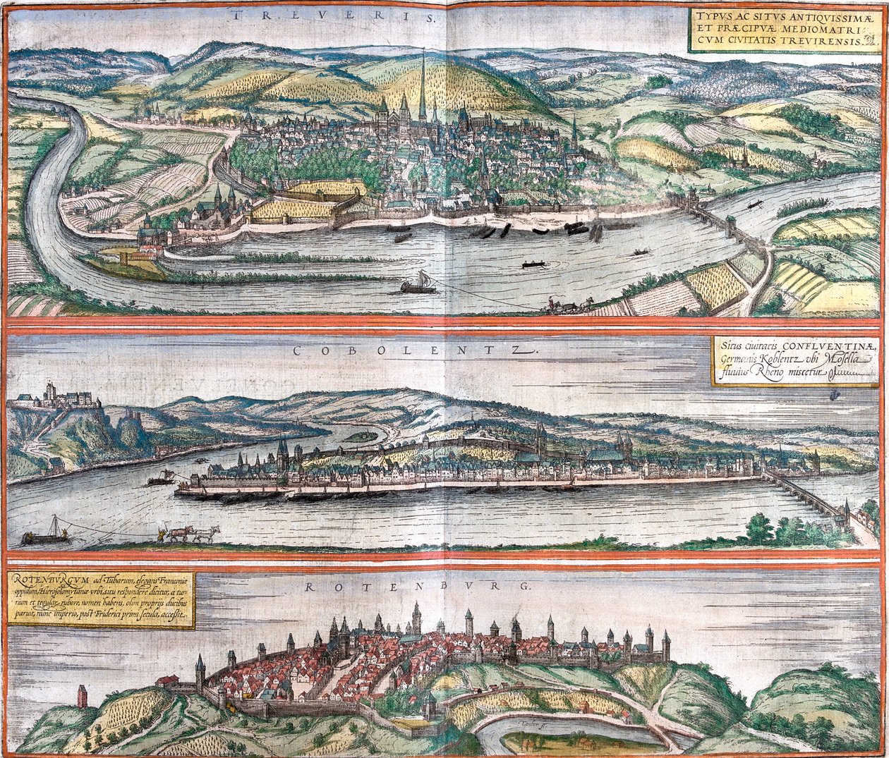 Trier, Coblenz, Rothenburg ob der Tauber, Německo od Georg and Hogenberg Franz (1535 90) Braun