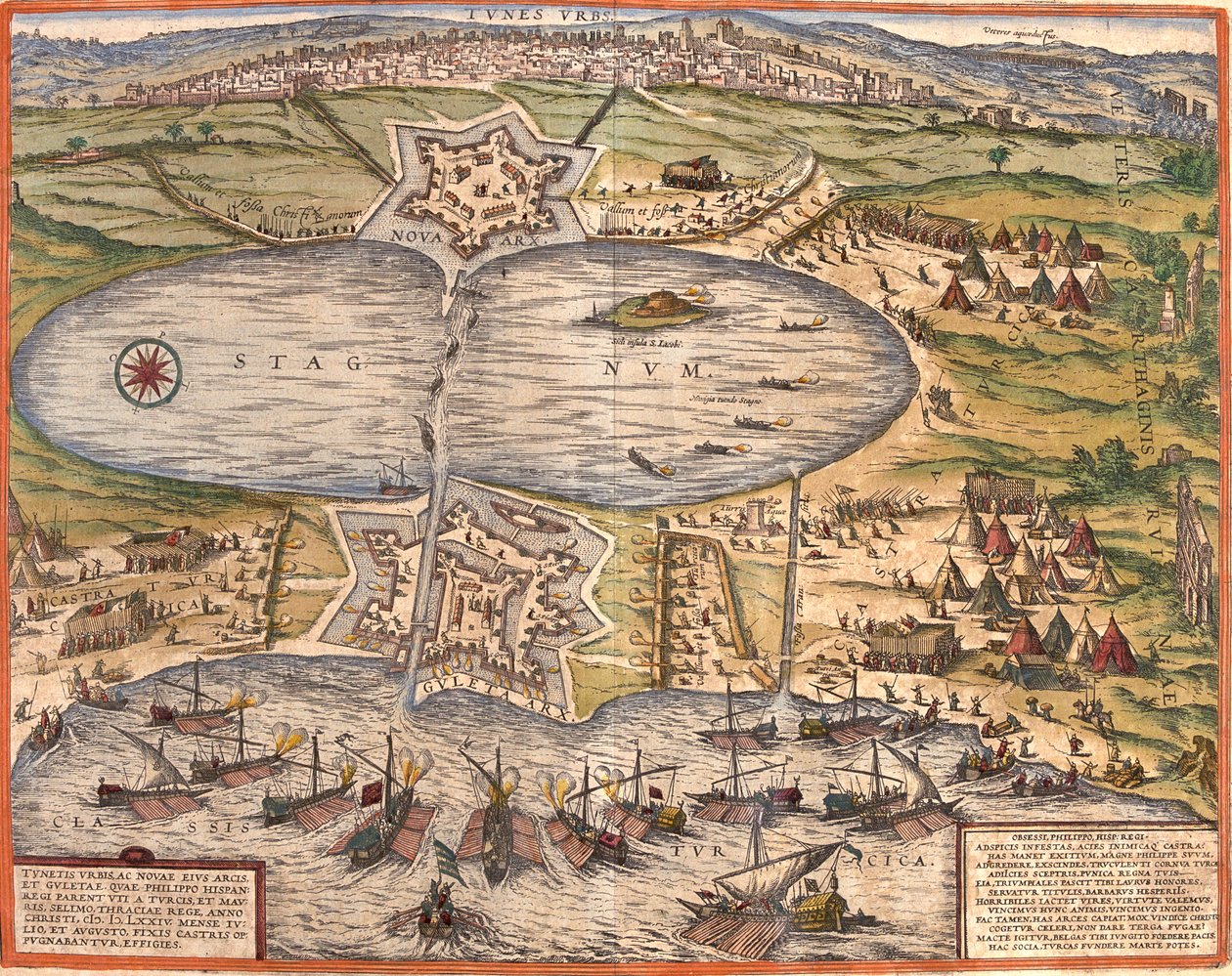 Tunis, Tunisko od Georg and Hogenberg Franz (1535 90) Braun