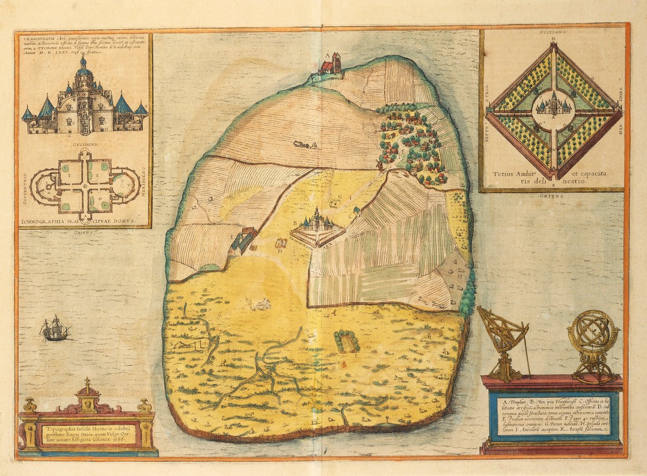 Uranienborg z Civitates Orbis Terrarum od Georga Brauna od Georg Braun and Hogenberg Franz