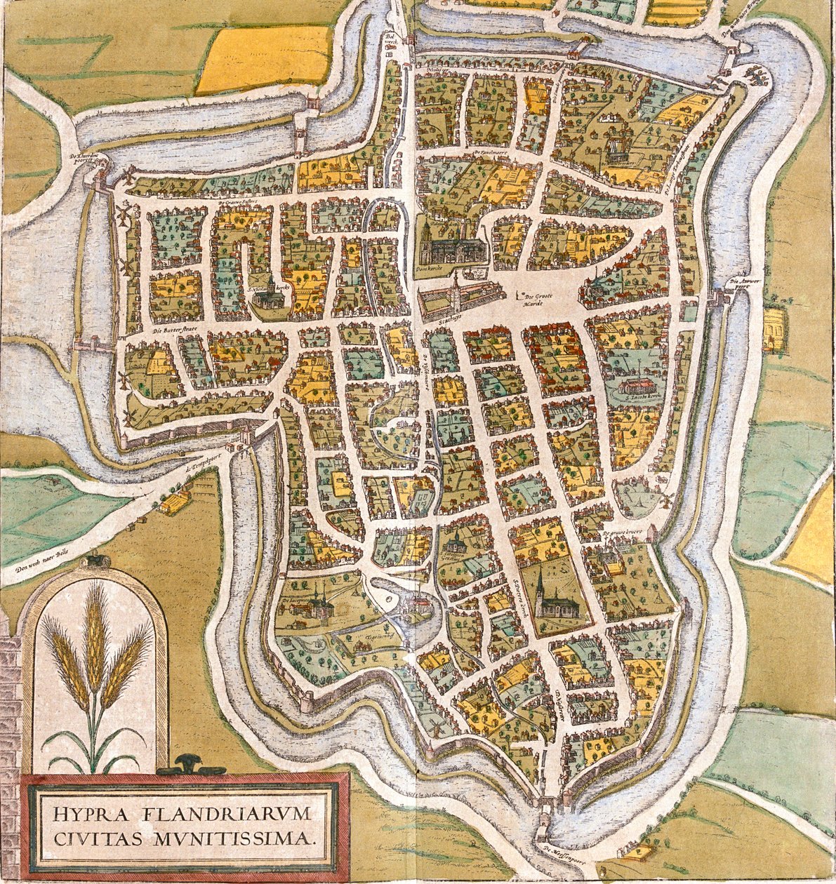 Ypres, Belgie od Georg and Hogenberg Franz (1535 90) Braun