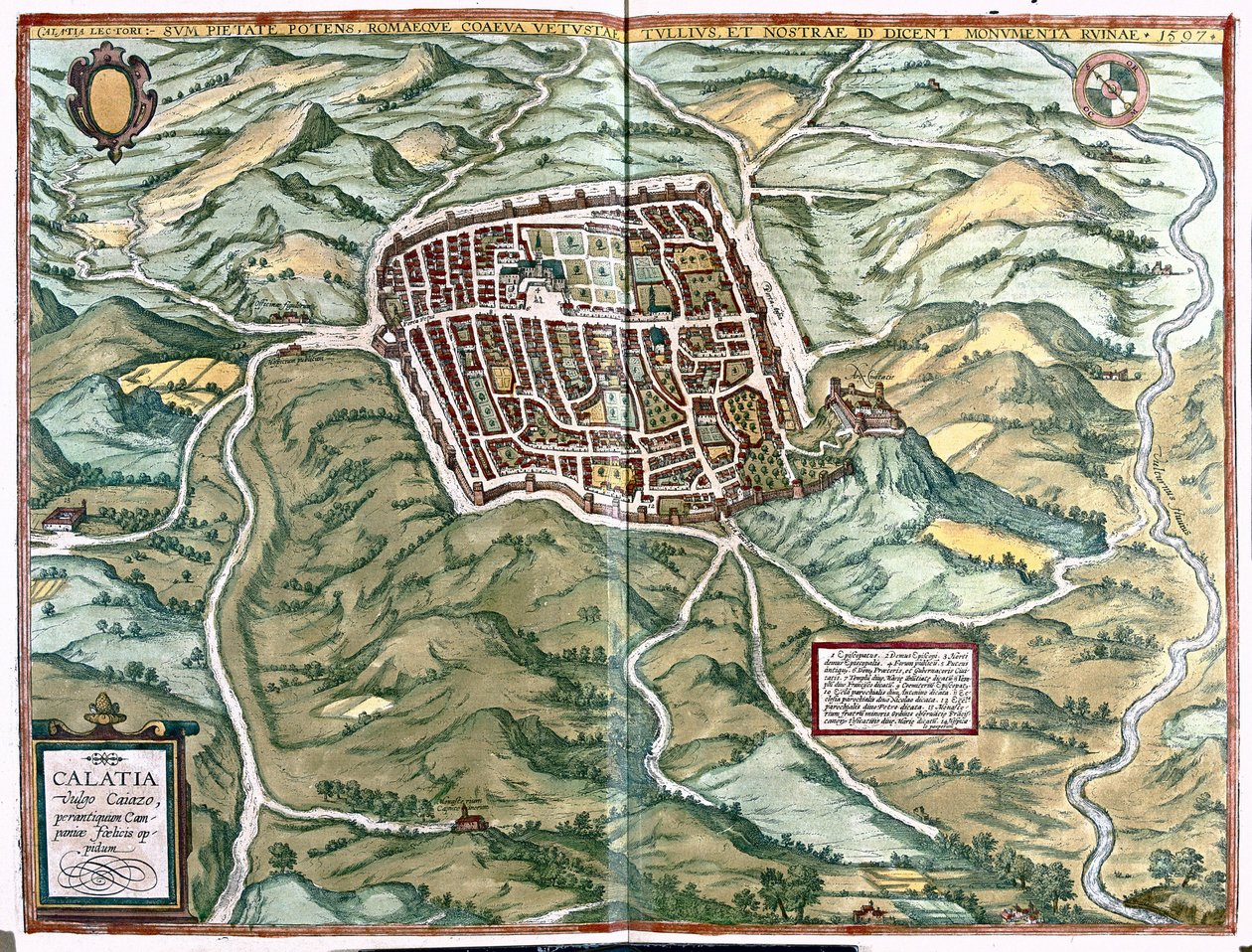 Caiazzo (provincie Caserta), Itálie od Georg Braun and Hogenberg Franz