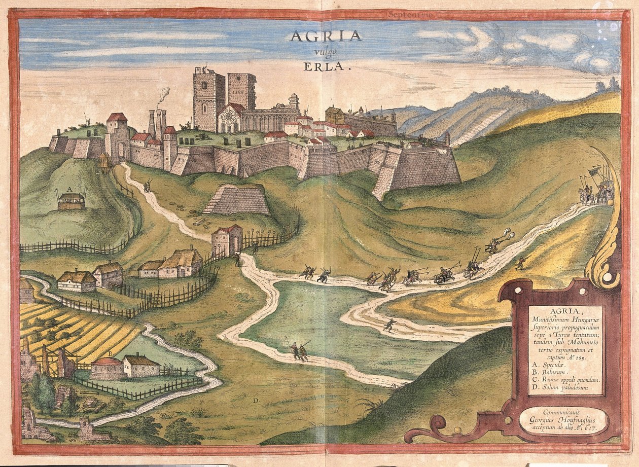 Eger, Maďarsko (rytina od Georg Braun and Hogenberg Franz