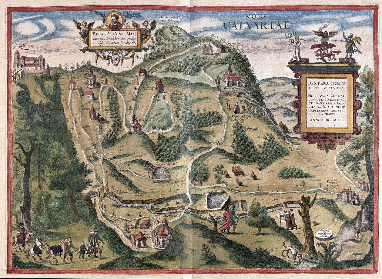 Kalwarya Zebrzydowka (jihovýchodně od Krakova), Polsko (rytina od Georg Braun and Hogenberg Franz
