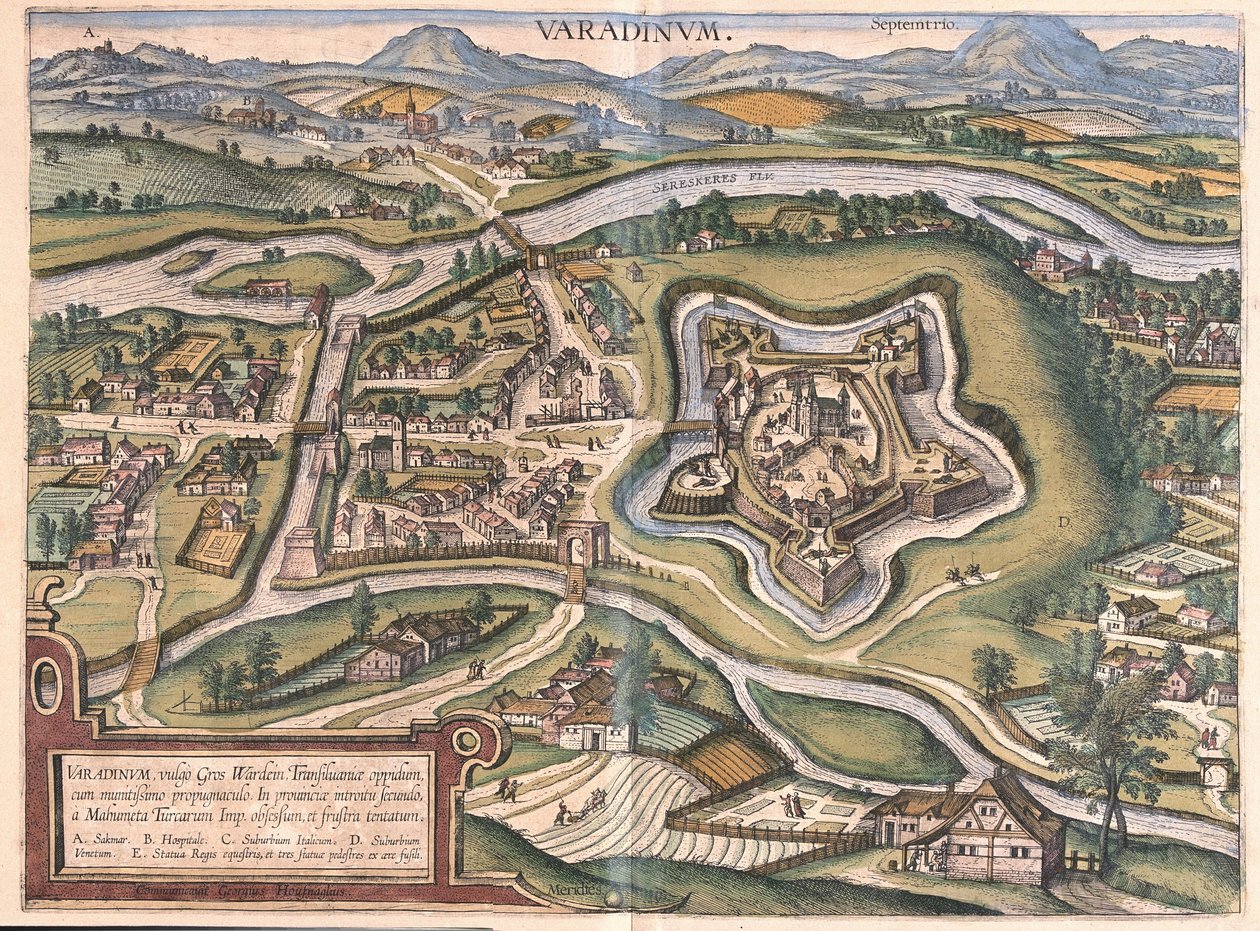 Oradea (nebo Oradea Mare), Rumunsko (rytina od Georg Braun and Hogenberg Franz