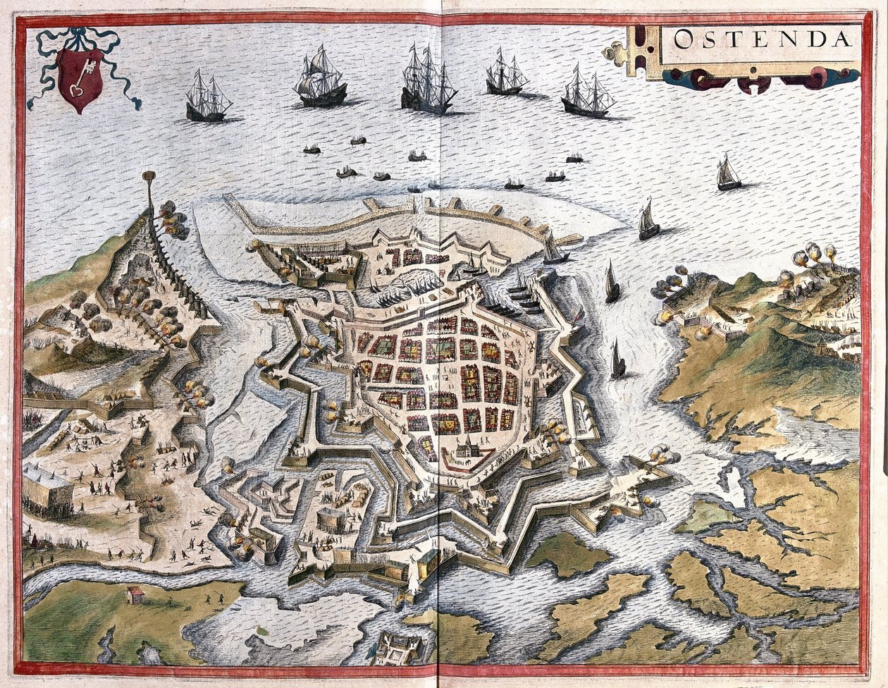 Ostende, Belgie (rytina od Georg Braun and Hogenberg Franz