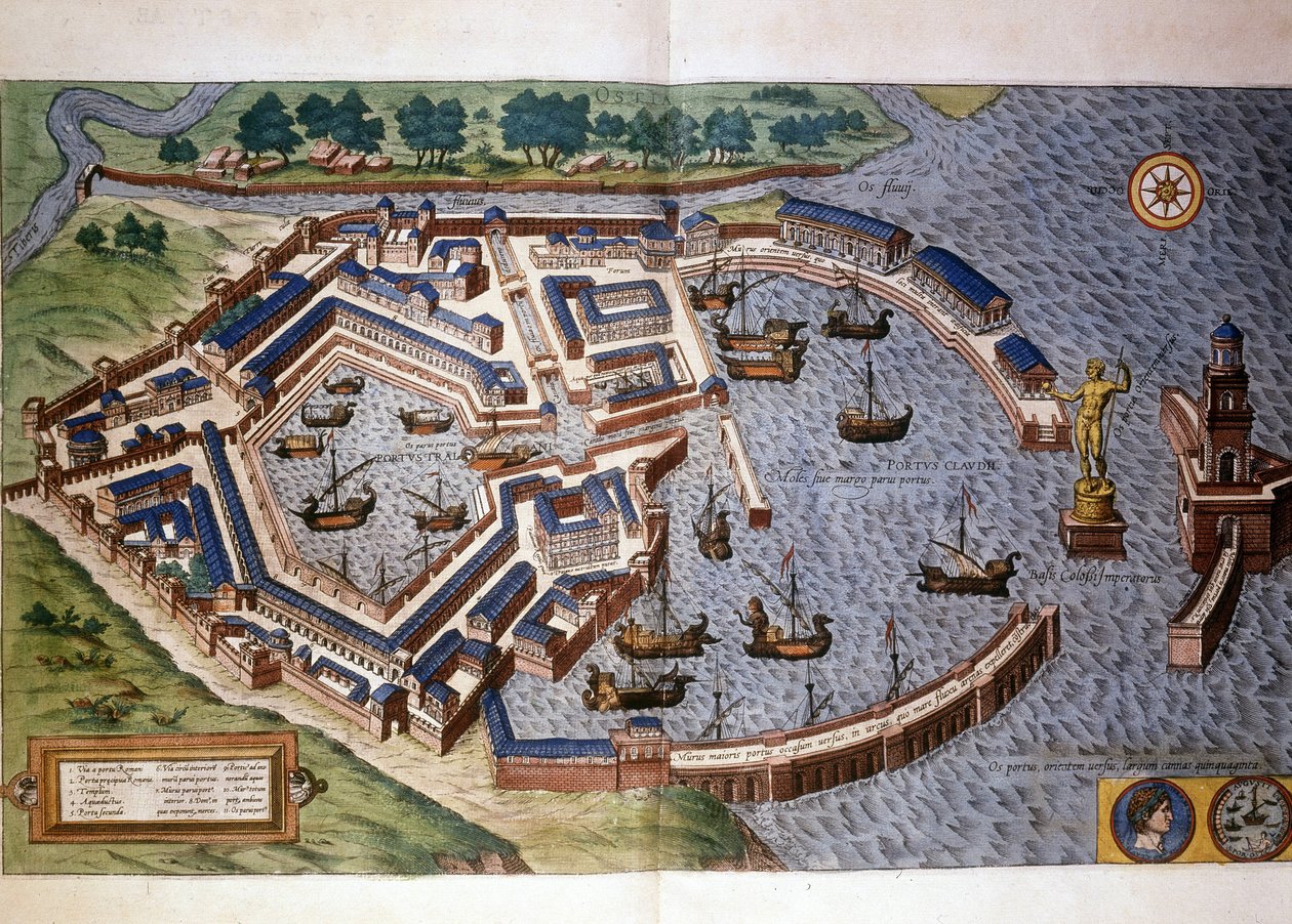 Přístav Ostia (Ostia) Ancient, Atlas Bram a Hopely od Georg Braun and Hogenberg Franz
