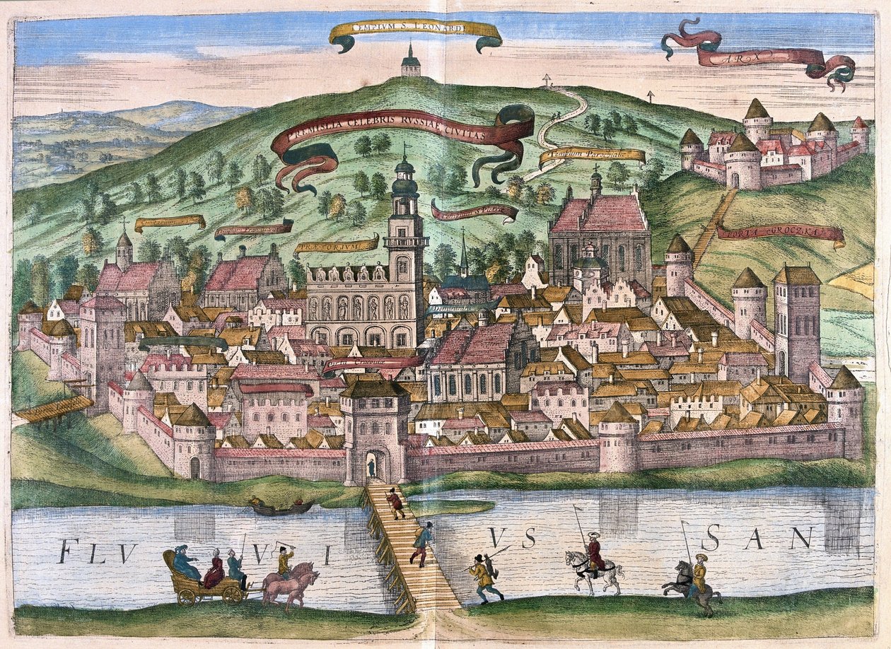 Przemysl, Polsko (rytina od Georg Braun and Hogenberg Franz