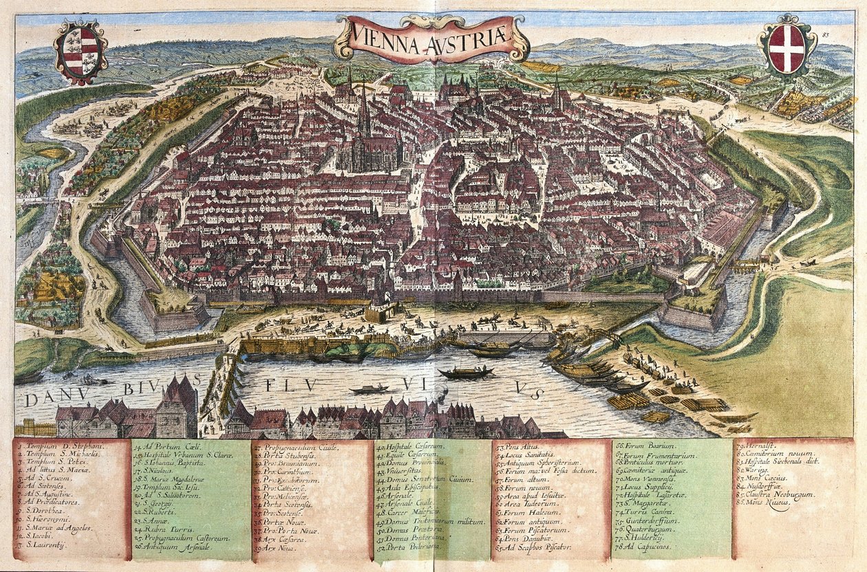 Vídeň, Rakousko (rytina od Georg Braun and Hogenberg Franz