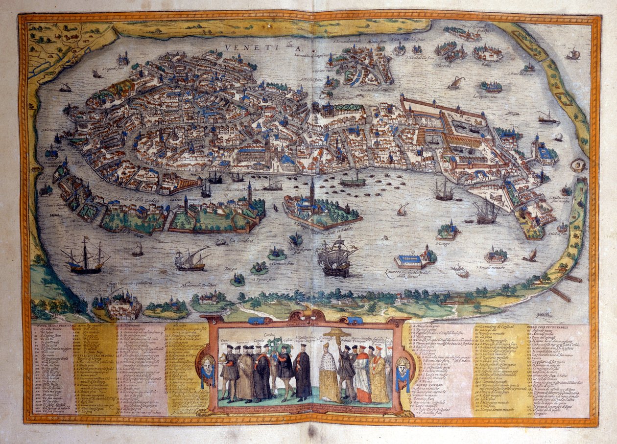Pohled na Benátky z Atlasu „Civitates Orbis Terrarum“ od Brauna a Hogenberga od Georg Braun and Hogenberg Franz