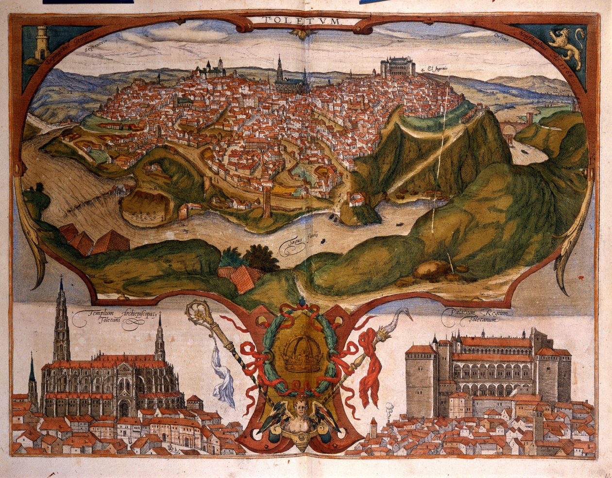 Pohled na město Toledo v 16. století. Rytina od George Brauna ve svazku I „Civitatis Orbis Terrarum“ od Franze Hogenberga (1535-1590) od Georg Braun and Hogenberg Franz