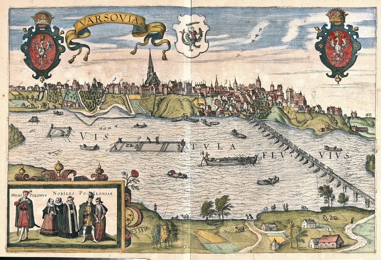 Varšava, Polsko (rytina od Georg Braun and Hogenberg Franz
