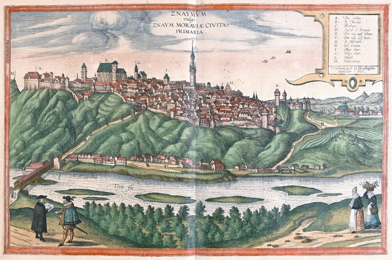 Znojmo, Czech Republic (engraving od Georg Braun and Hogenberg Franz