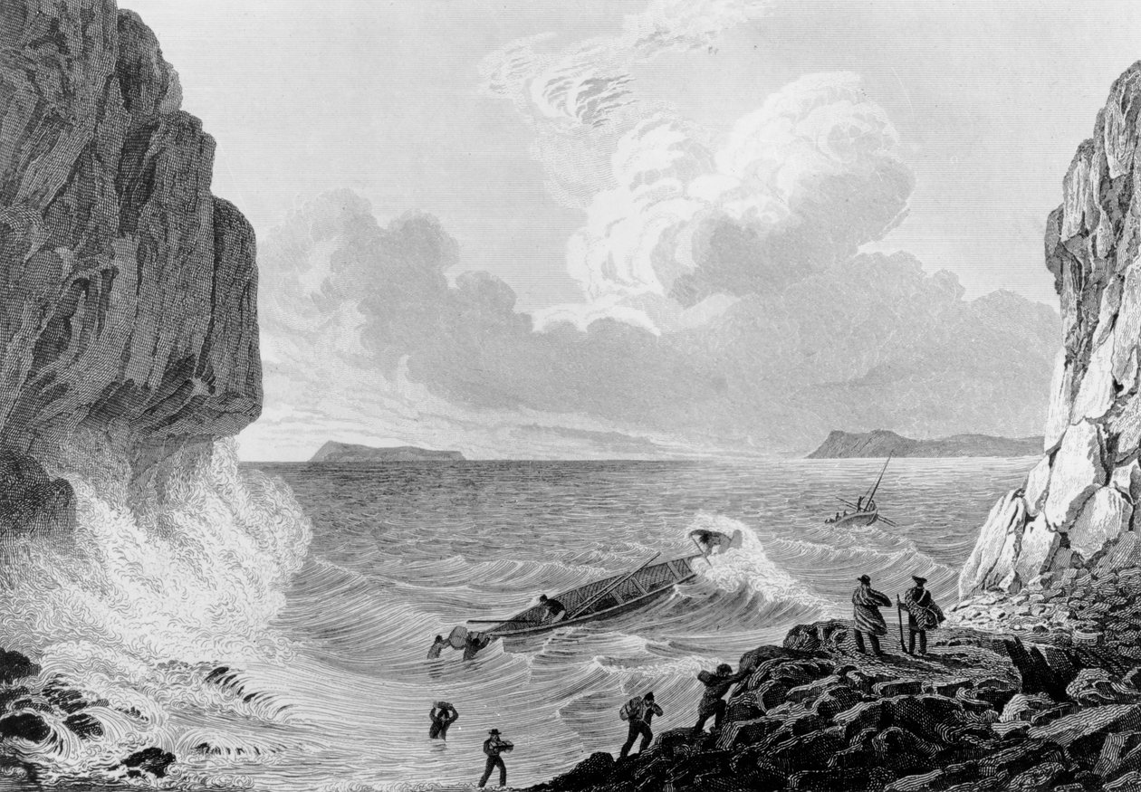 Přistání Franklinovy expedice v bouři, 1821 od George Back