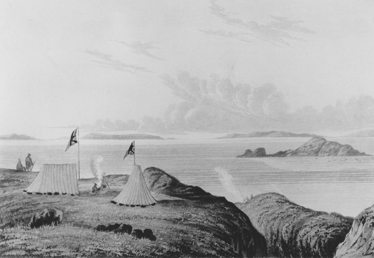 Pohled na Arktické moře od ústí řeky Copper Mine o půlnoci, 1821 od George Back