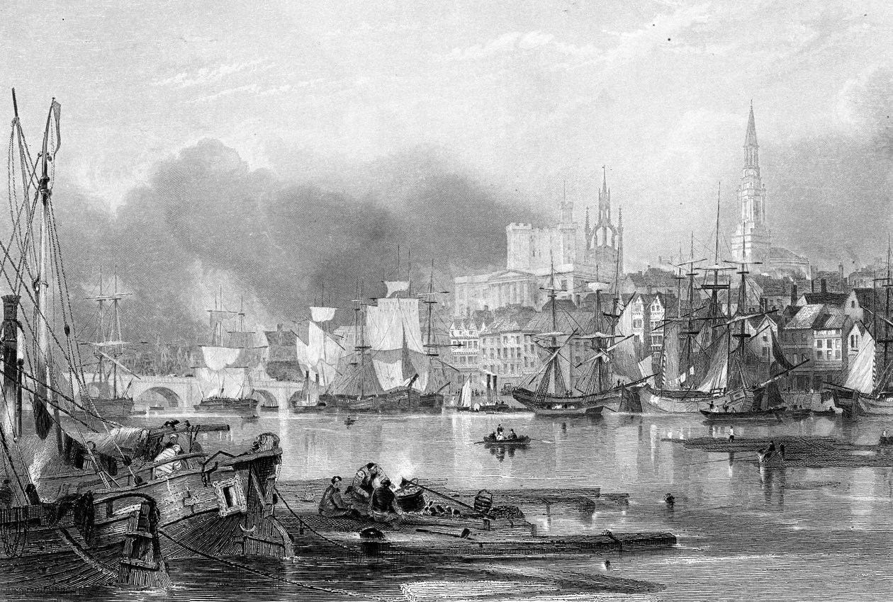 Newcastle-upon-Tyne, vyryl Edward Finden od George Balmer