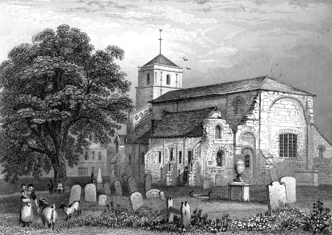 Waltham Abbey Church, Essex, rytý John Rogers, 1831 od George Bryant Campion