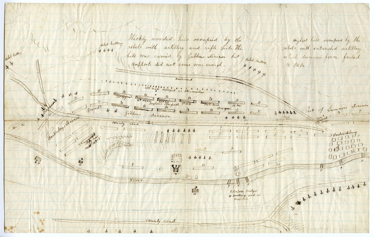 Mapa Fredericksburgu, kolem prosince 1862 od George Bush