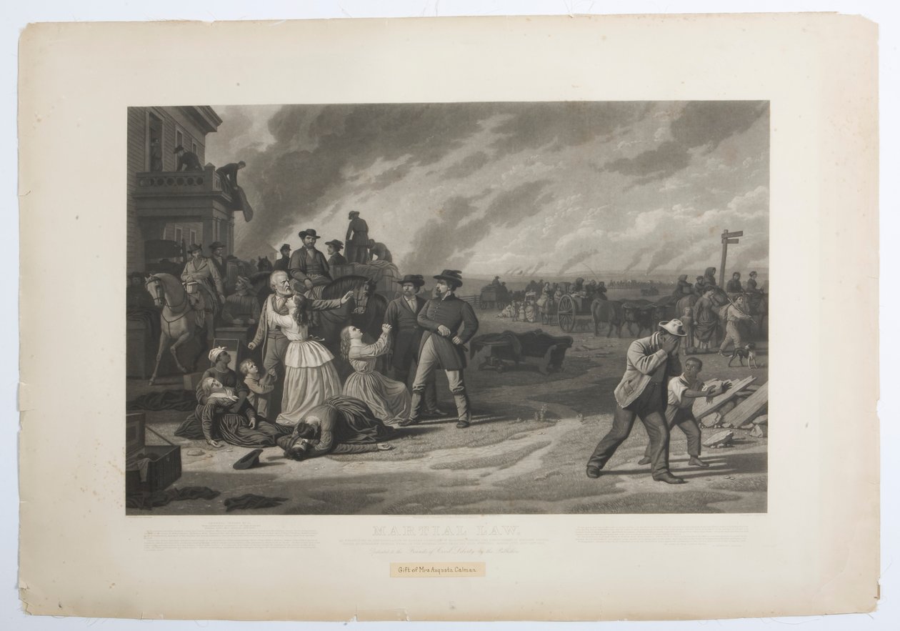 Tisk evakuace civilistů z jejich domovů federálními jednotkami vyžadovaný generálním rozkazem 11. od George Caleb Bingham