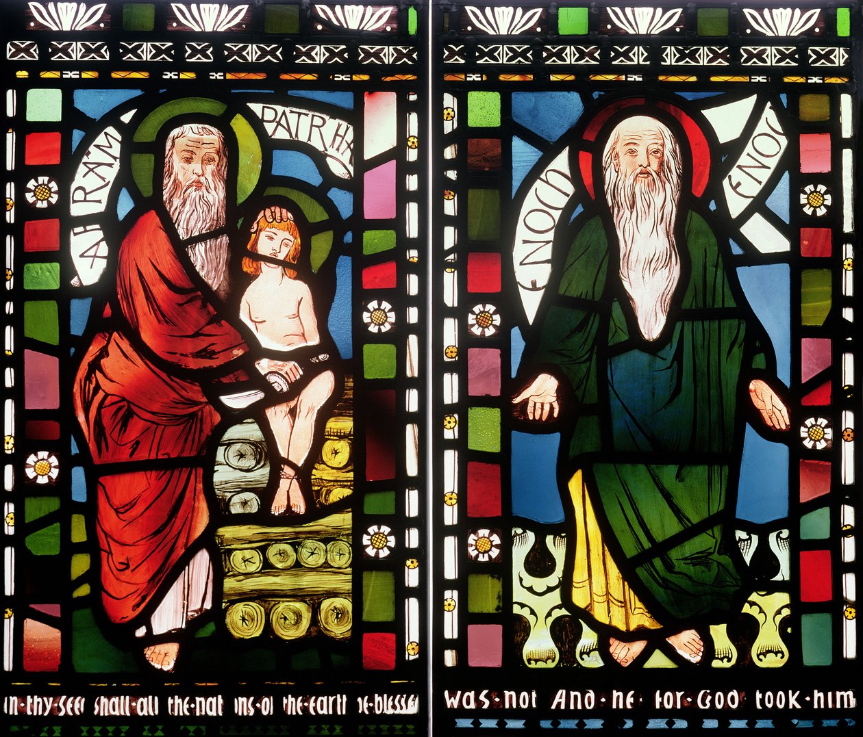 Abraham a Enoch, detail z okna stvoření, 1861 (vitráže) (viz 120153) od George Campfield