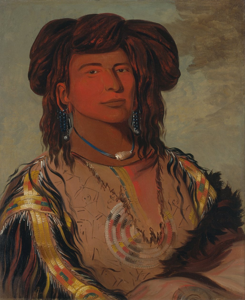 Ha-wón-je-tah, Jeden roh, náčelník kmene Minikondžů od George Catlin