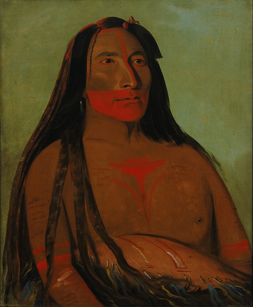 Máh-to-tóh-pa, čtyři medvědi, druhý náčelník ve smutku od George Catlin