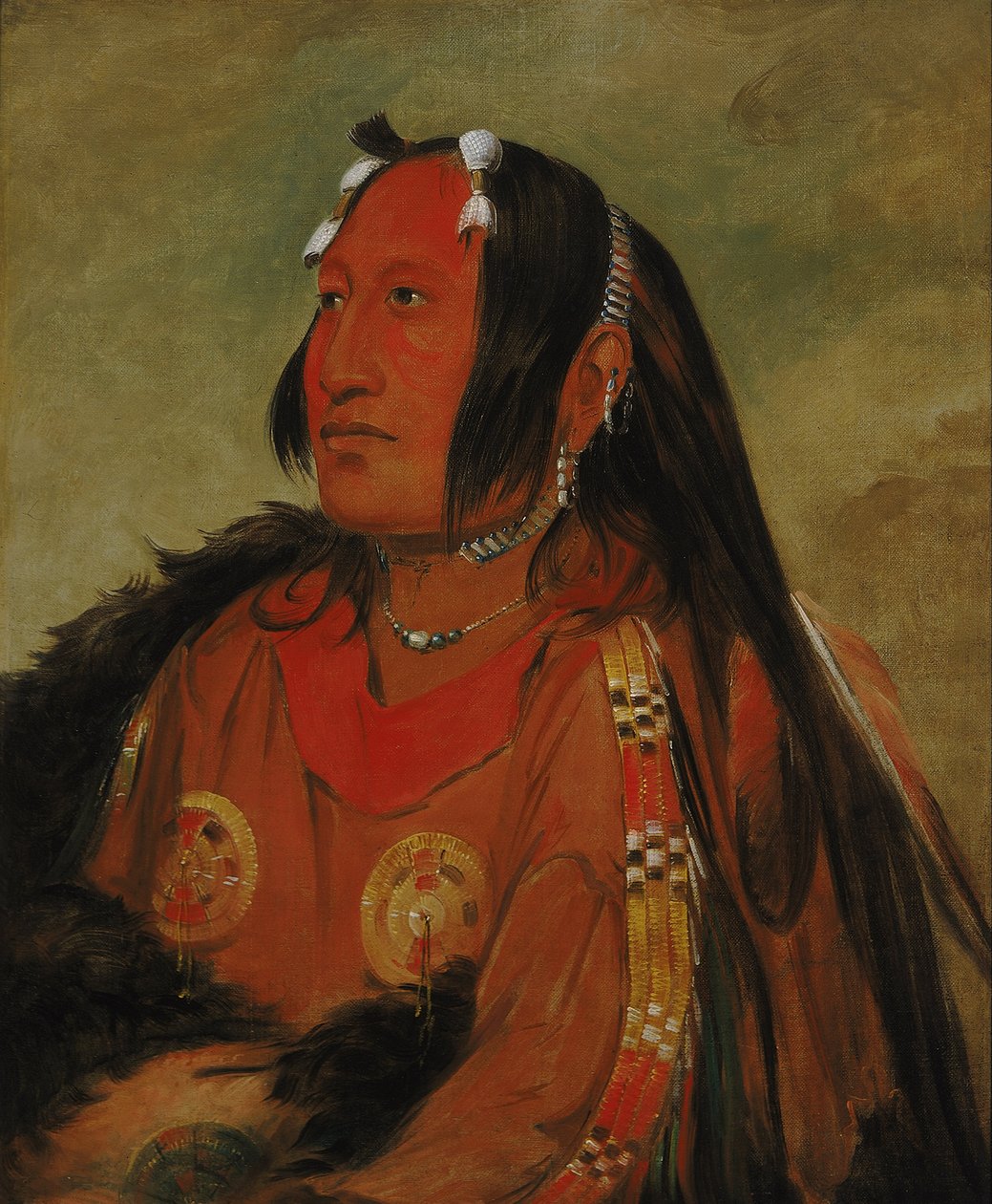 Wi-jún-jon, Pigeons Egg Head (The Light), význačný mladý bojovník od George Catlin