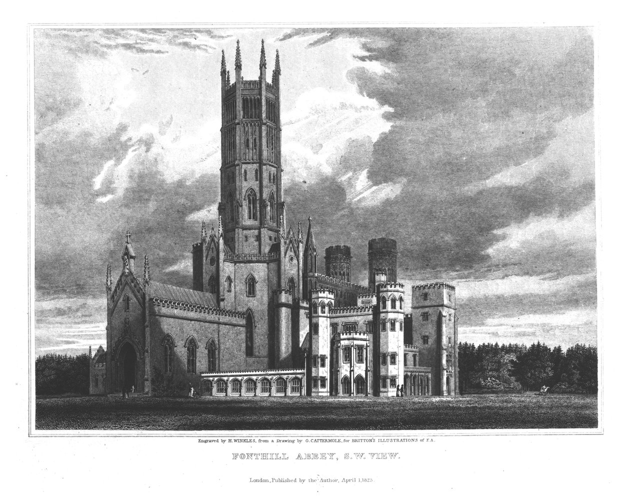 Fonthill Abbey od jihozápadu, z 