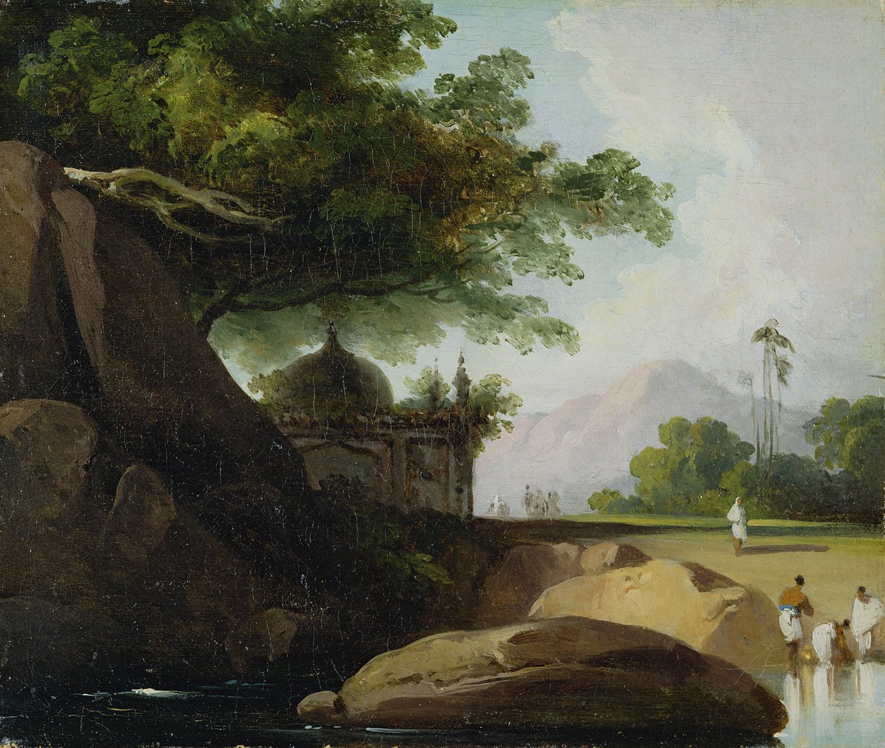 Indická krajina s chrámem, c.1815 od George Chinnery