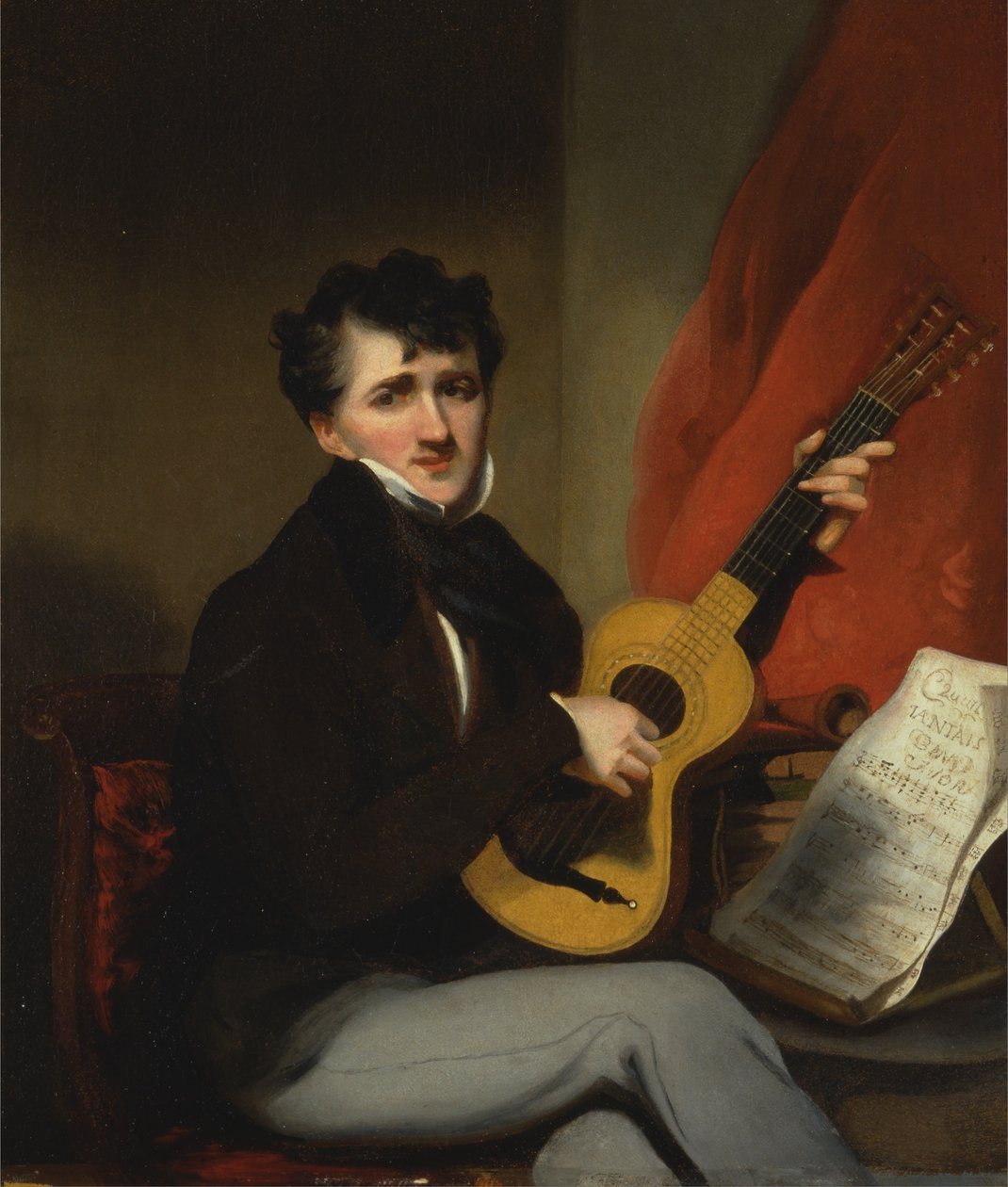 Portrét muže hrajícího na kytaru od George Chinnery