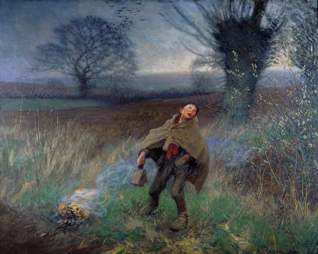 Strašení ptáků, březen 1896 od George Clausen
