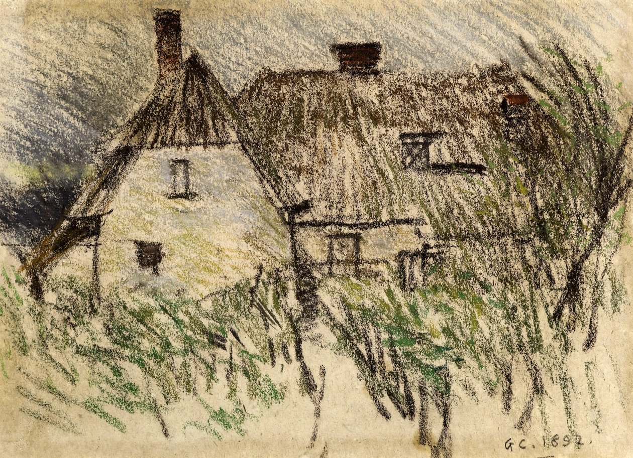 Chata poblíž Walberswick, Suffolk, 1892 (křída na papíře) od George Clausen