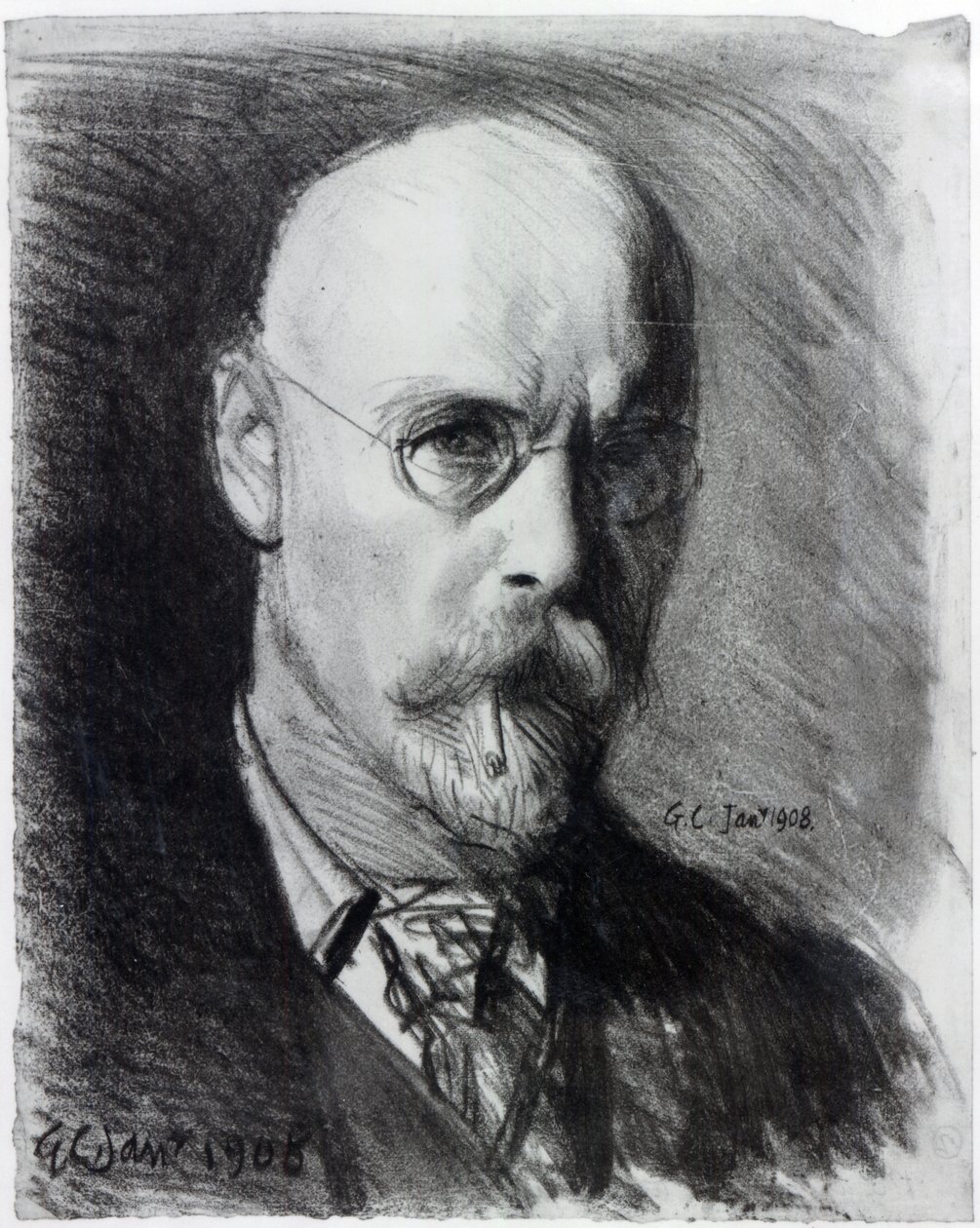 Autoportrét, 1908 (uhl na papíře) od George Clausen
