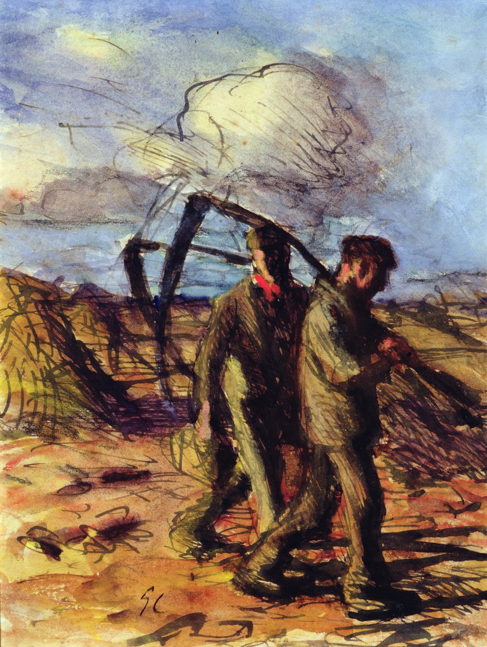 Sekačky (pero, inkoust a mytí na papíře) od George Clausen