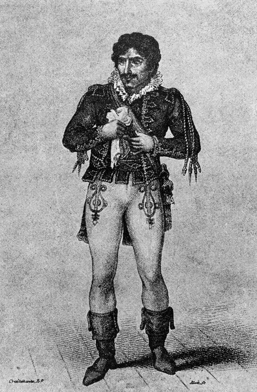 Edmund Kean (1787-1833) jako Jago z Othella Williama Shakespeara od George Cruikshank