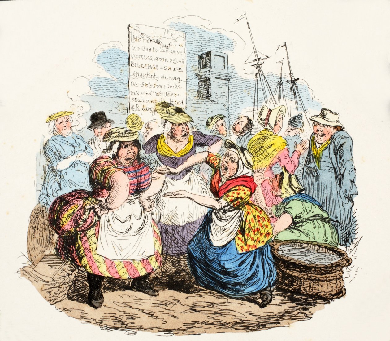 Jazyk, 1826 (ručně kolorovaná rytina) od George Cruikshank