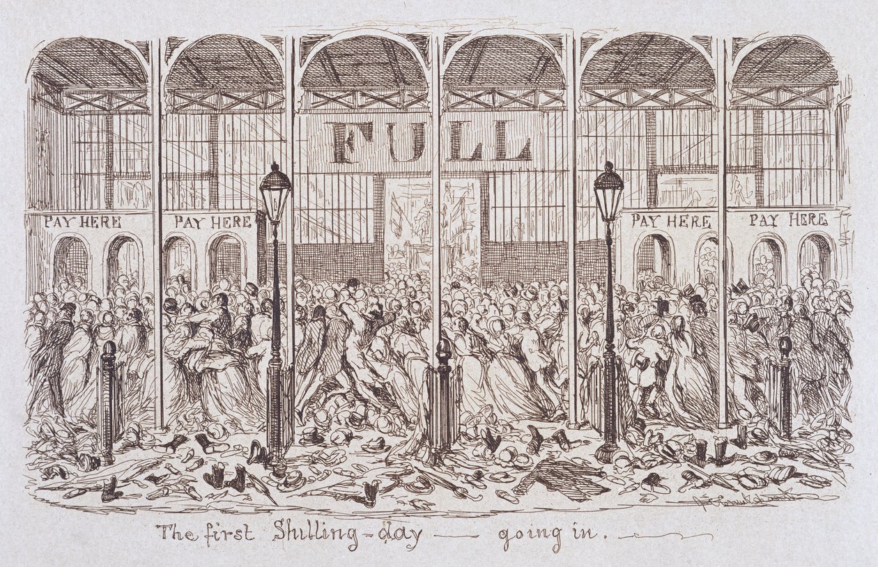 Mayhewova velká výstava v roce 1851: -Den prvního šilinku - vstup, 1851 od George Cruikshank