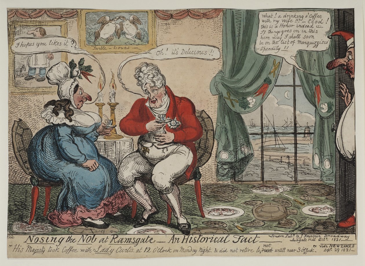 Nosování šlechtice v Ramsgate - historická skutečnost, 1821 od George Cruikshank