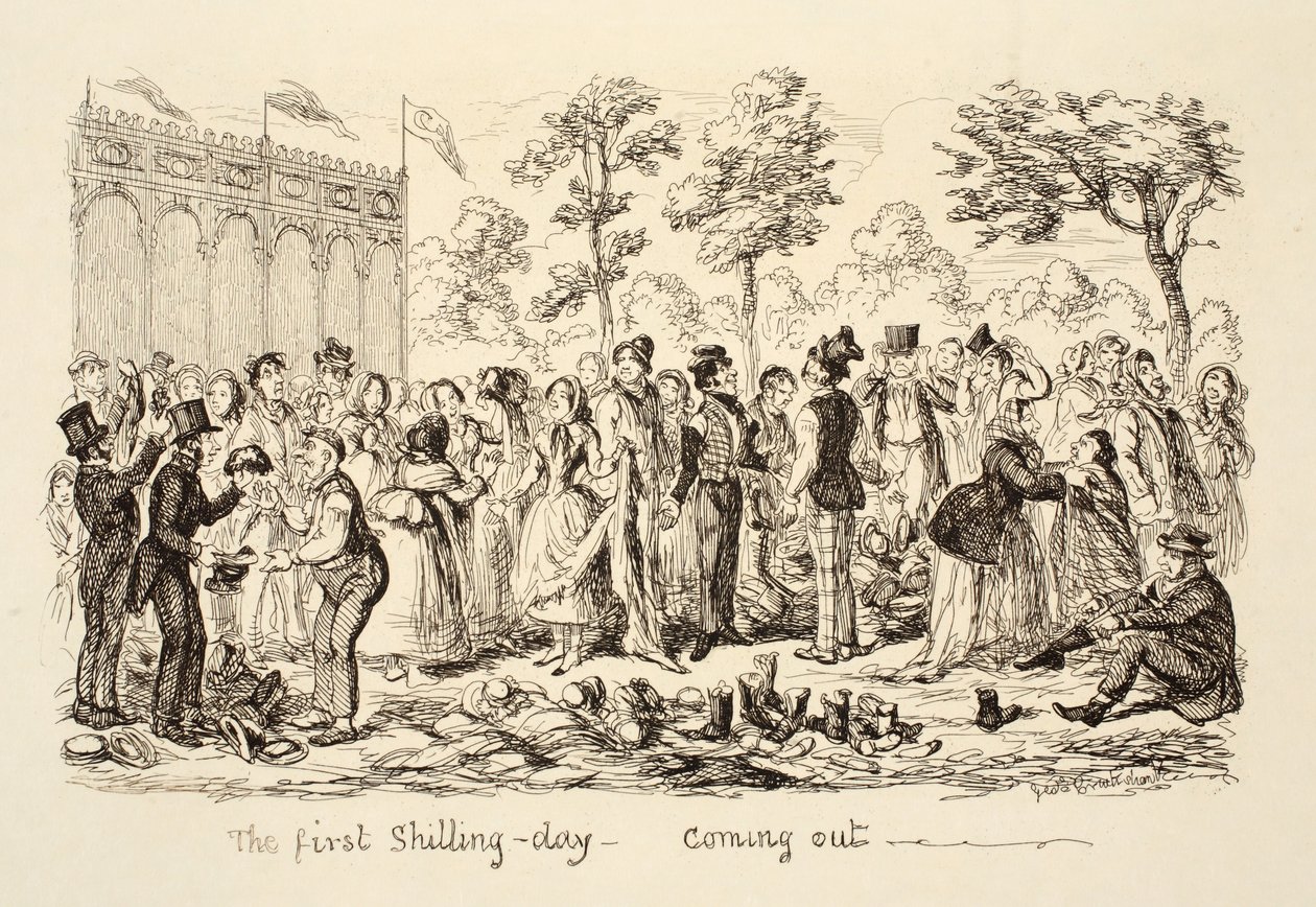 The First Shilling-day - Vychází, pub. 1851 od George Cruikshank