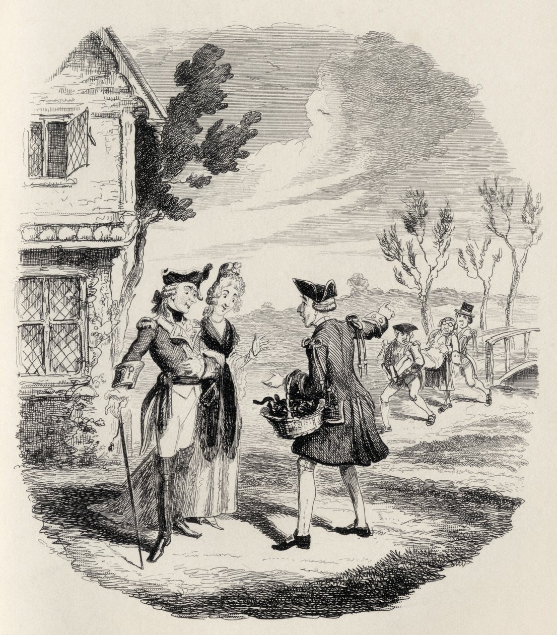 Rytíř a dáma, z knihy "The Ingoldsby Legends" od Thomase Ingoldsbyho, vydané nakladatelstvím Richard Bentley und Son, 1887. od George Cruikshank