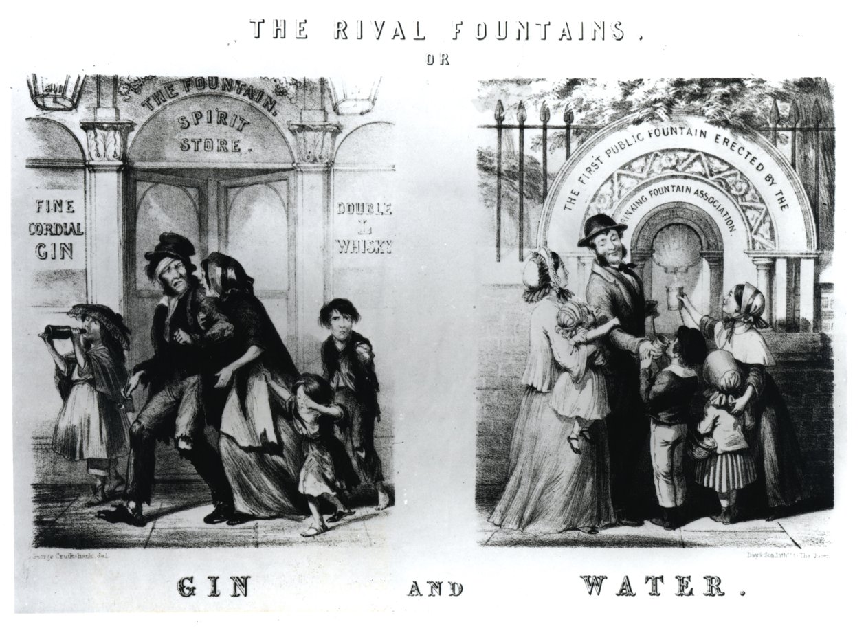 Rival Fountains nebo Gin and Water od George Cruikshank