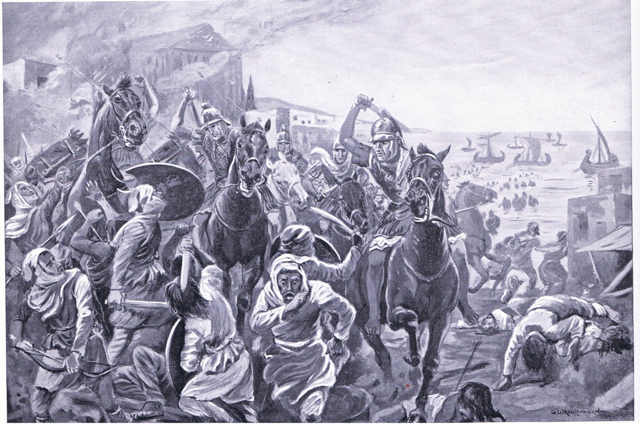 Dobytí Týru Evagorem Kyperským od George Derville Rowlandson