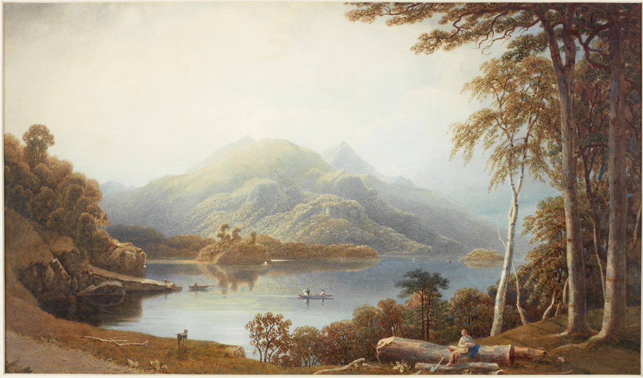 Lower Lake v Killarney z Muckross (akvarel na papíře) od George Fennel Robson