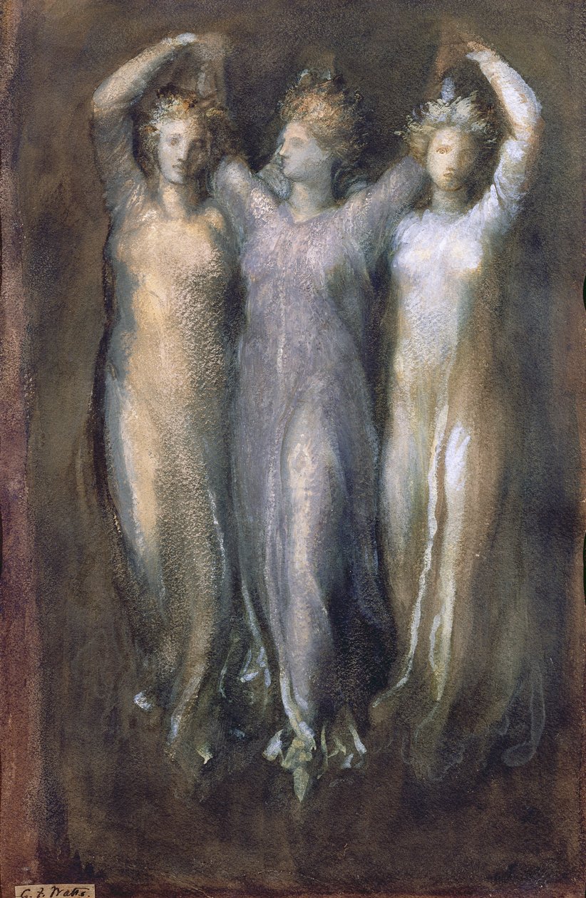 Klasické studium se třemi ženskými formami (pastel na papíře) od George Frederick Watts