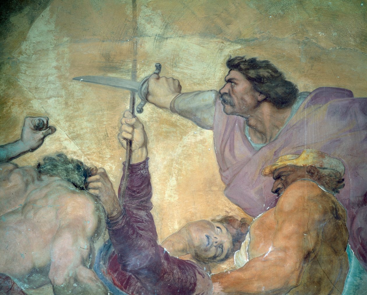 Detail potrestání lékaře, freska Villa Medicea di Careggi od George Frederick Watts