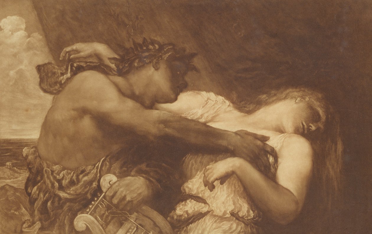 Orfeus a Eurydika, 1870-72 (mezzotinta) od George Frederick Watts