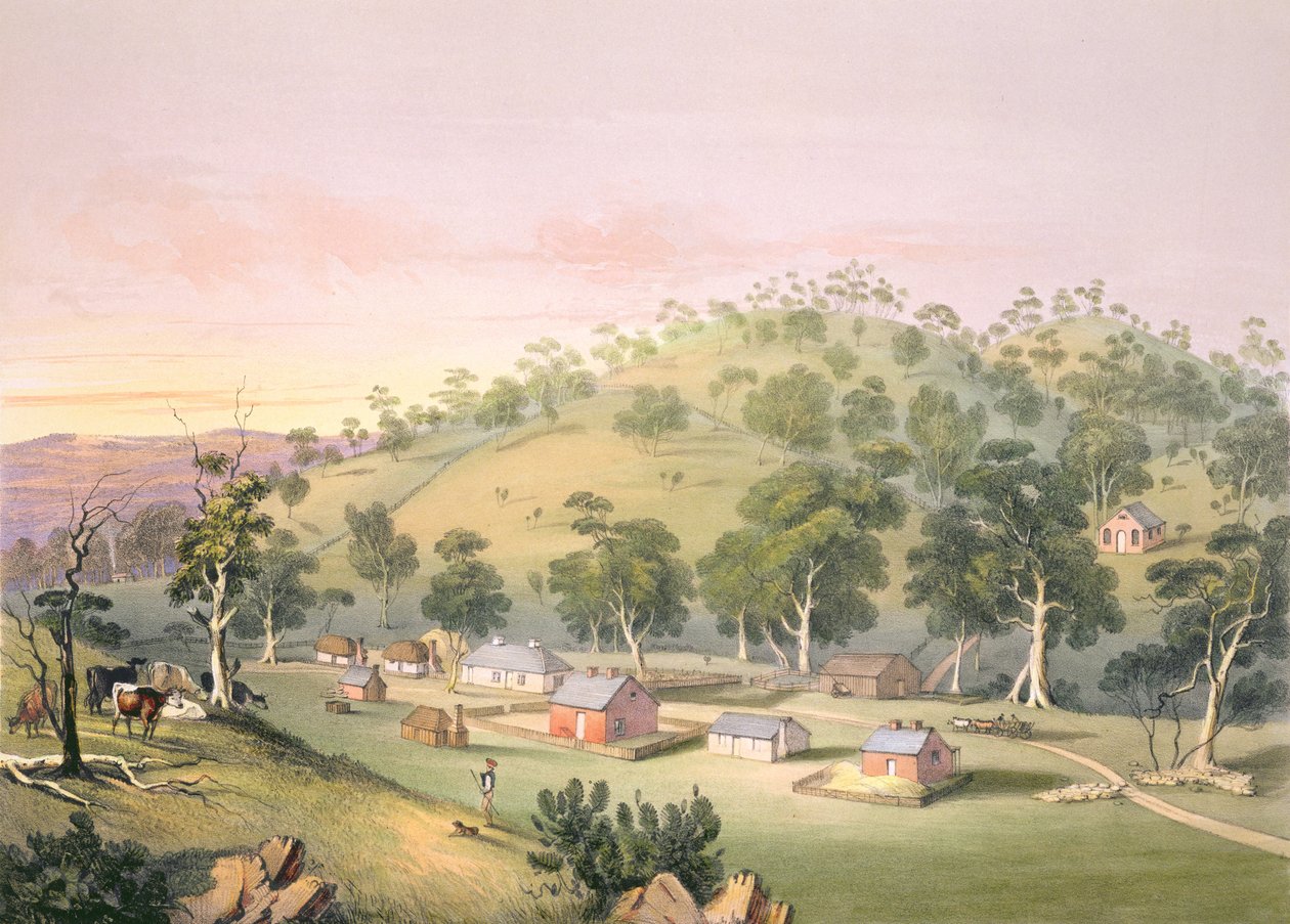 Večer v Angastonu, Jižní Austrálie, 1846 od George French Angas