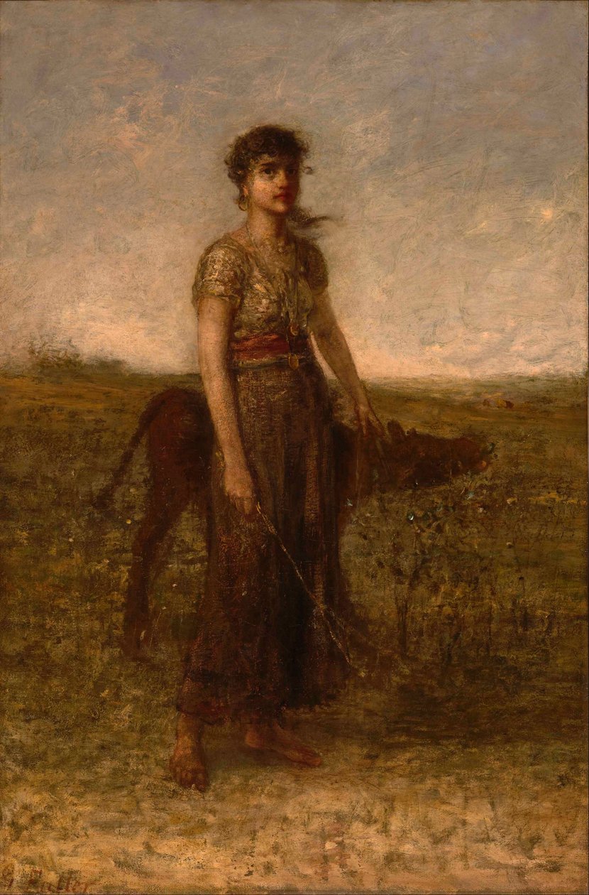 Girl and Calf (Led Through Meadows) od George Fuller