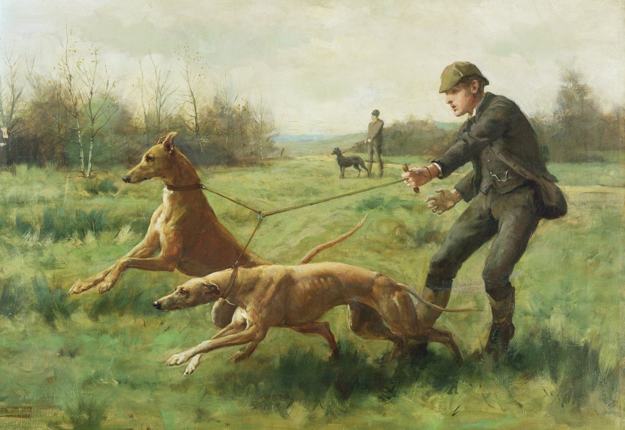 Cvičení chrtů od George Goodwin Kilburne