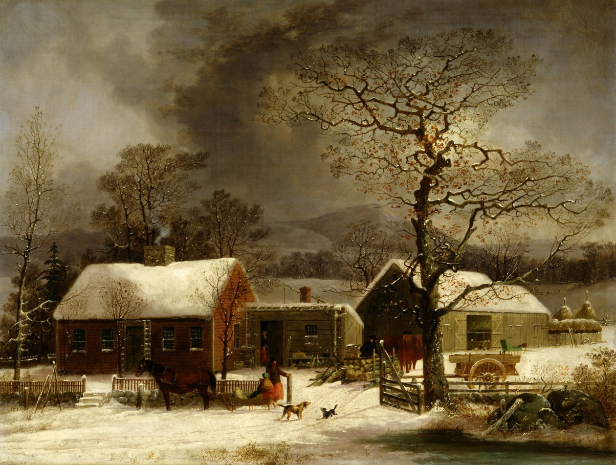 Zimní scéna v New Haven, Connecticut od George Henry Durrie