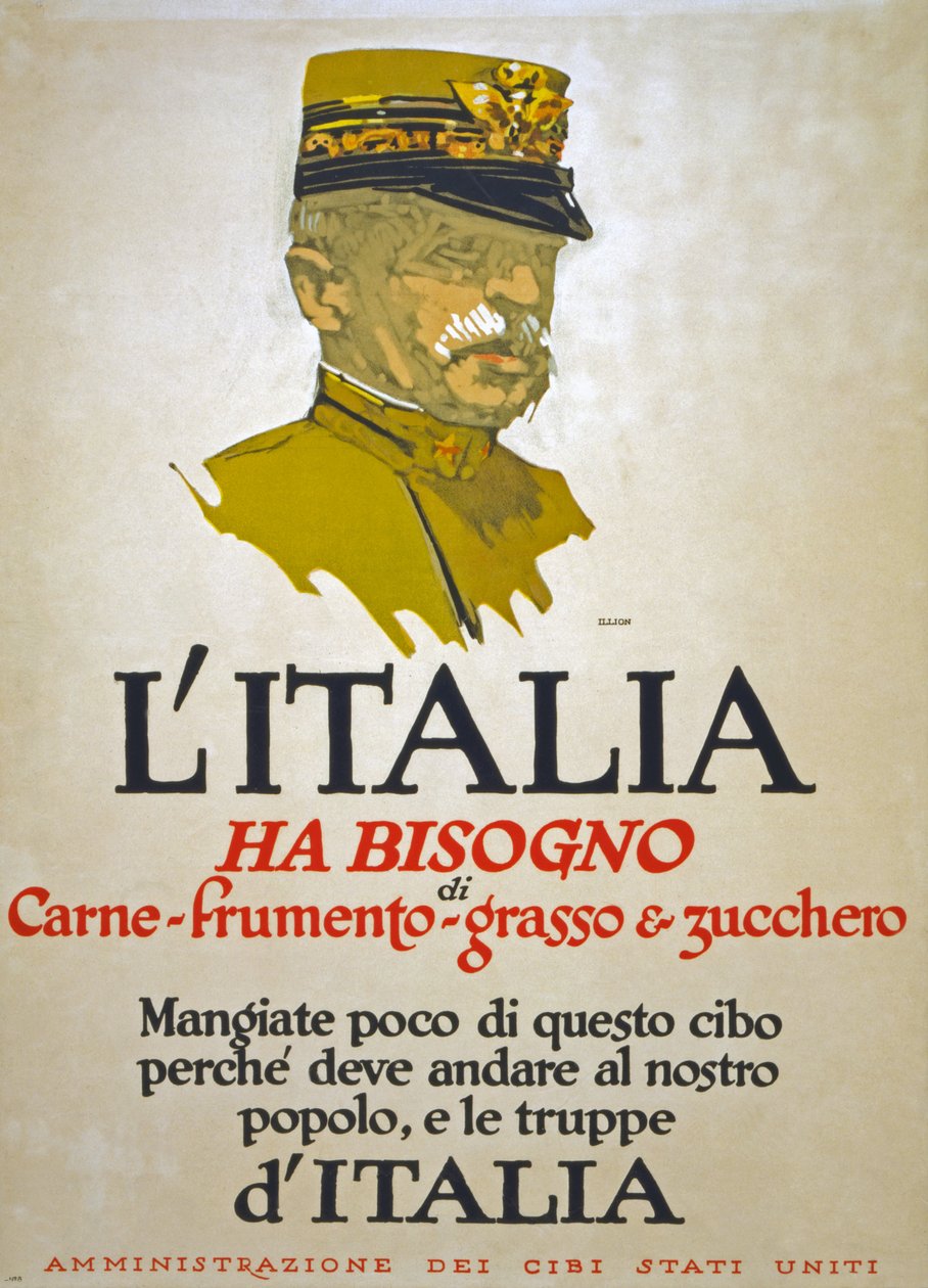 Itálie potřebuje maso, pšenici, tuk a cukr, 1917 od George Illian